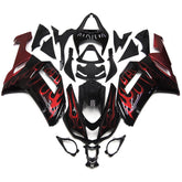 Black and Red Flame Fairing Kit For Kawasaki ZX-6R 2007-2008