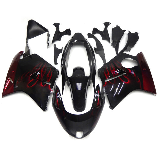 Black and Red Flame Fairing Kit For Honda CBR1100XX 1996-2007