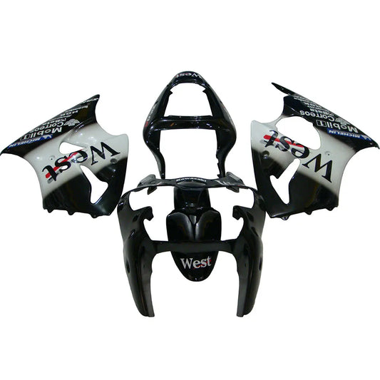 Kawasaki ZX-6R / 636 2000-2002 WEST Edition Black and White Fairing Kit