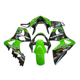 Kawasaki ZX-6R / 636 2003-2004 Green and Black with Logos full fairing kit set view
