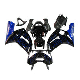 Kawasaki ZX-6R / 636 2003-2004 Black and Blue full fairing kit set view