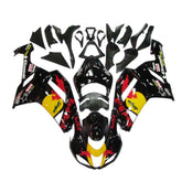 Kawasaki ZX-6R / 636 2007-2008 Black, Yellow, and Red Bull Edition full fairing kit set view