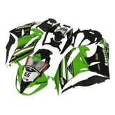 Kawasaki ZX-6R / 636 2009-2012 Green, White, and Black No 66 fairing kit front view