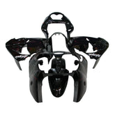 Kawasaki ZX-9R 2000-2001 Black Red Flame Fairing Kit with Logos