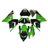 Kawasaki ZX-10R 2004-2005 Green Black Green Claw Style C full fairing kit front layout with logos