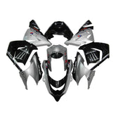 Kawasaki ZX-10R 2004-2005 Silver Black Silver Claw fairing kit side layout with logos-image 1
