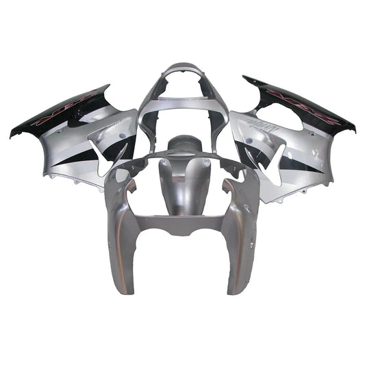 Kawasaki ZX-6R / 636 2000-2002 Silver and Black Fairing Kit