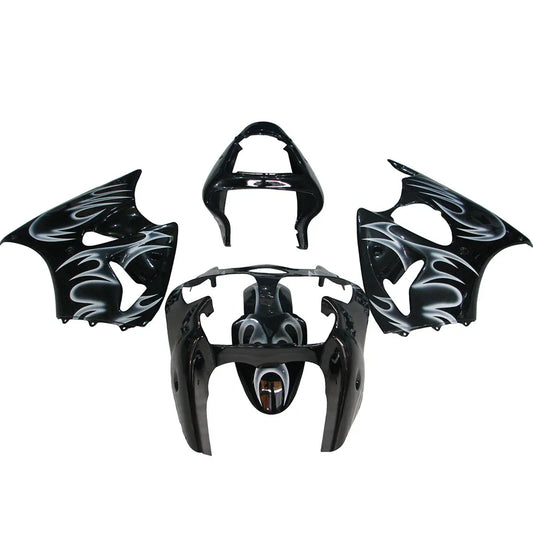 Kawasaki ZX-6R / 636 2000-2002 Silver, Black, and Flame Fairing Kit