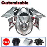 Kawasaki ZX-6R / 636 2005-2006 Red, Silver, and Flame Unlettered Fairing Kit