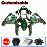 Kawasaki ZX-9R 2000-2001 Silver Pearl Green Flame full fairing kit with accessories without logos