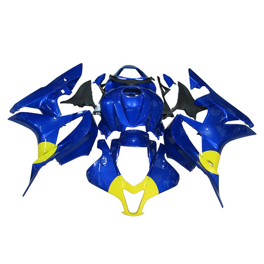 2007 2008 Honda CBR600RR fairing kit front view, blue and yellow design-1