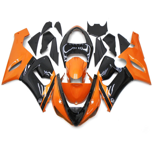 Orange Black Fairing Kit For Kawasaki ZX-6R 2005-2006