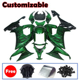 Kawasaki ZX-10R 2008-2010 Pearl Green Black Flame Fairing Kit without Logos