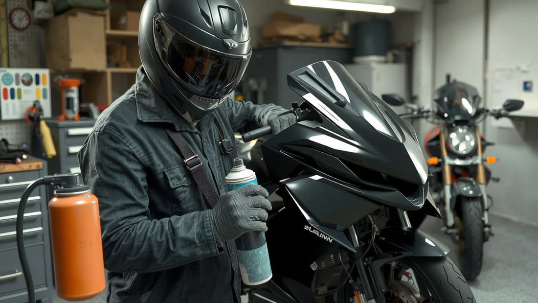 Professional spray painting motorcycle fairings using proper techniques for sportbike plastic coating