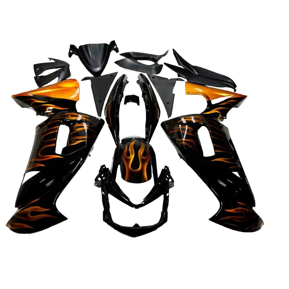 Orange and Black Flame Fairing Kit For Kawasaki ER6F/Ninja650R 2006-2008 
