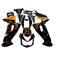 Orange and Black Flame Fairing Kit For Kawasaki ER6F/Ninja650R 2006-2008 