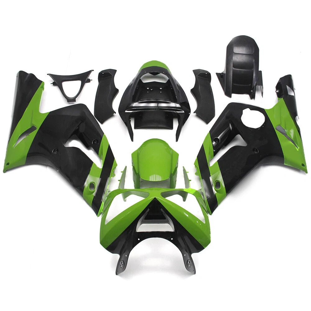 Black Green Fairing Kit For Kawasaki ZX-6R 2003-2004