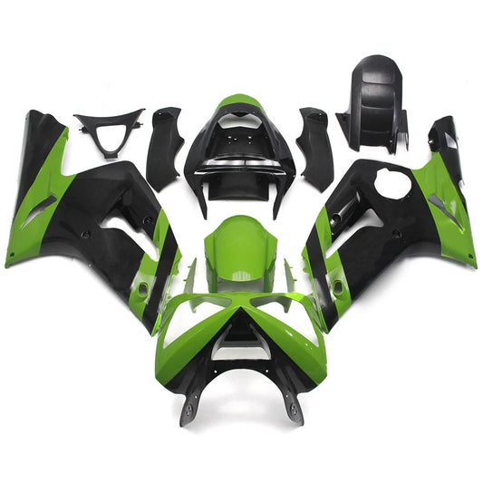 Black Green Fairing Kit For Kawasaki ZX-6R 2003-2004