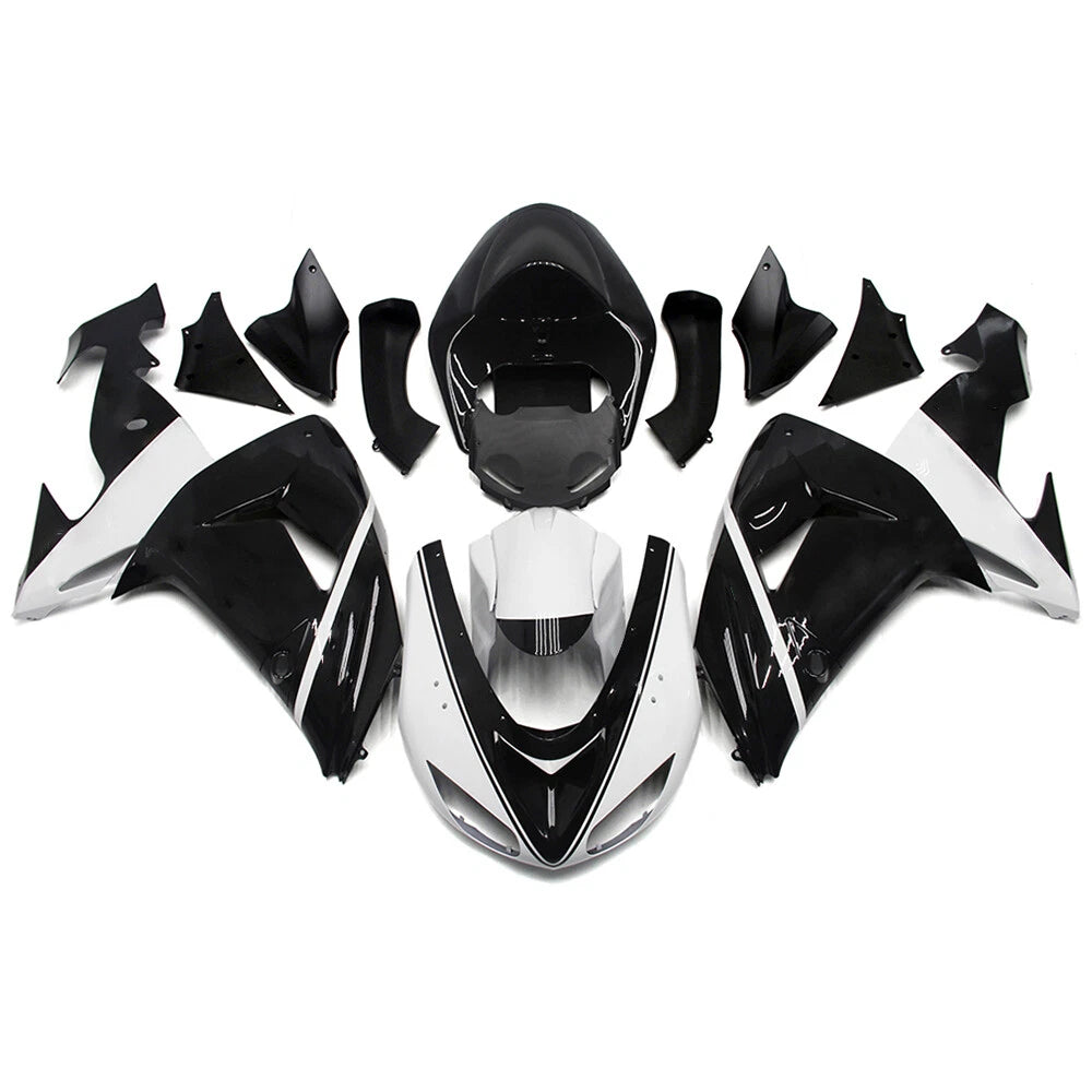 Black and White Fairing Kit For Kawasaki ZX-10R 2006-2007