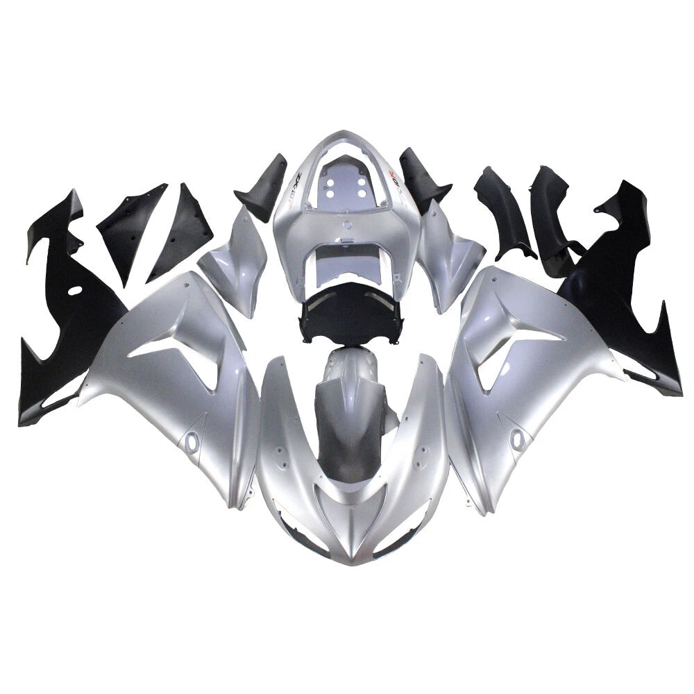Silver Black Fairing Kit For Kawasaki ZX-10R 2006-2007