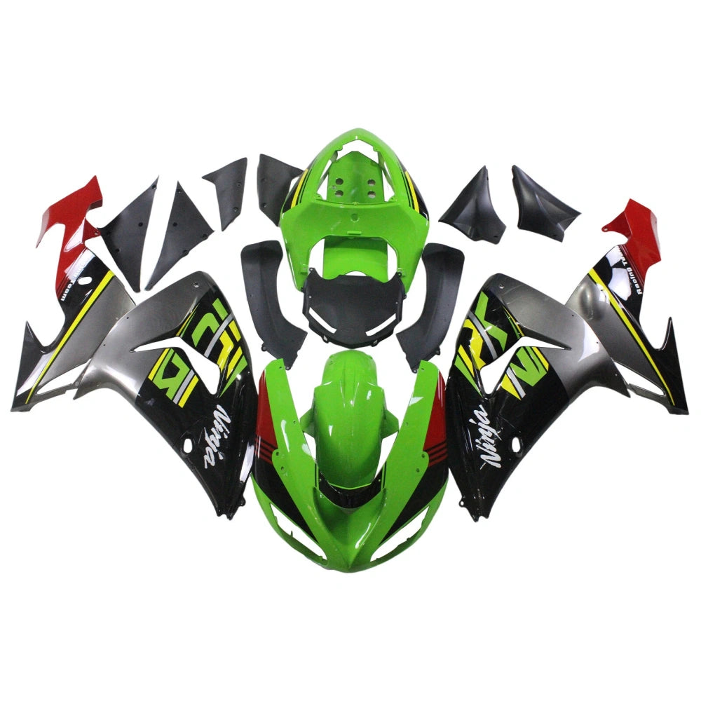 Black Green Fairing Kit For Kawasaki ZX-10R 2006-2007