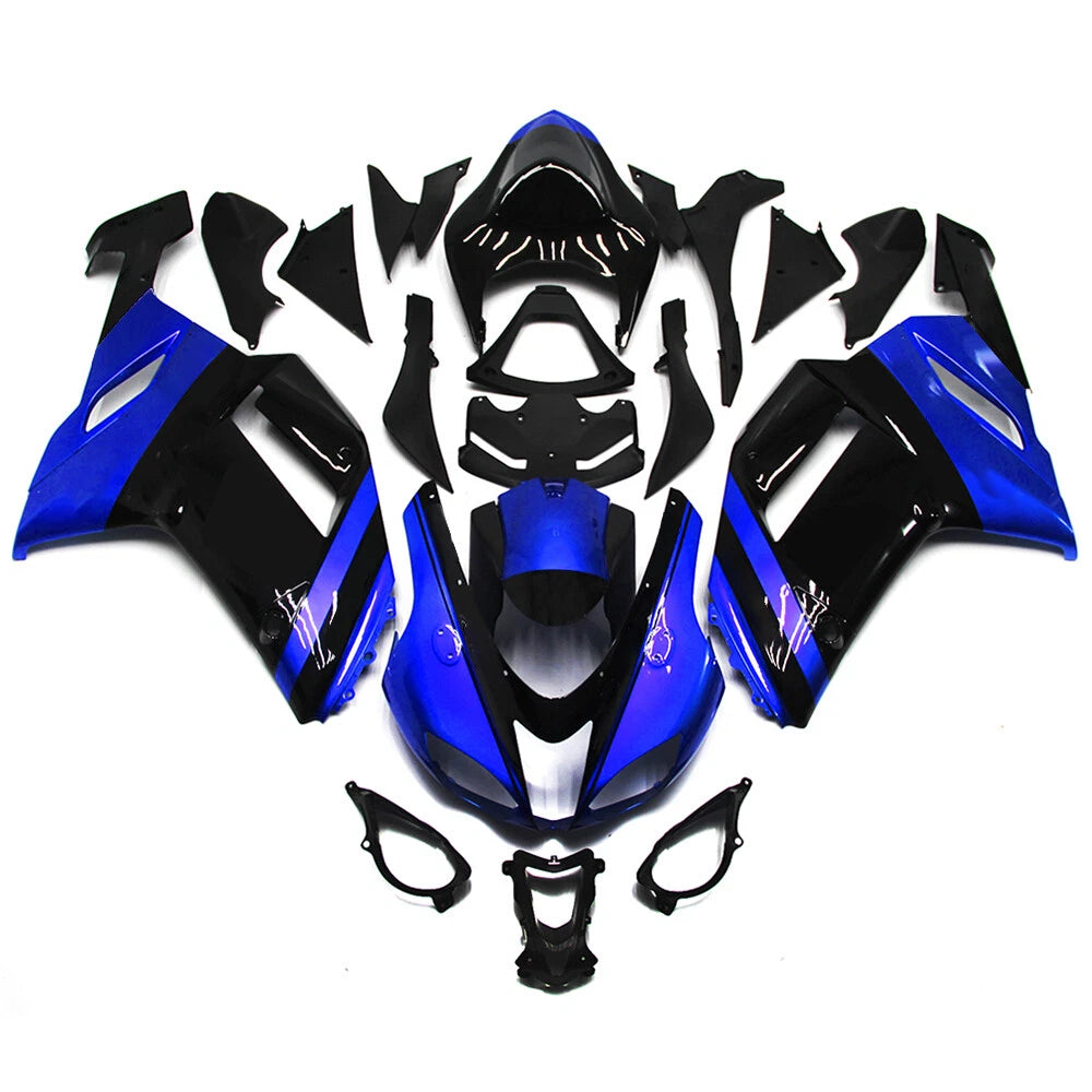 Blue Black Fairing Kit For Kawasaki ZX-6R 2007-2008