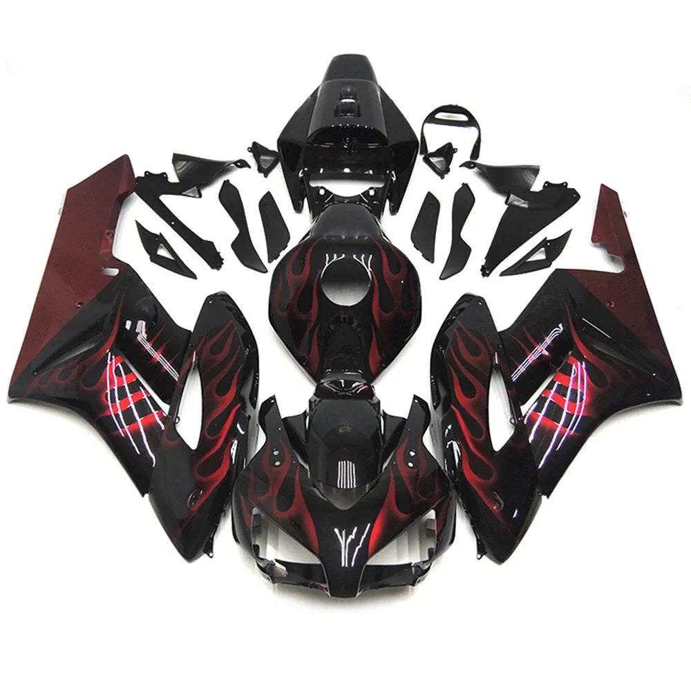 Black Red Flame Fairing Kit For Honda CBR1000RR 2004-2005