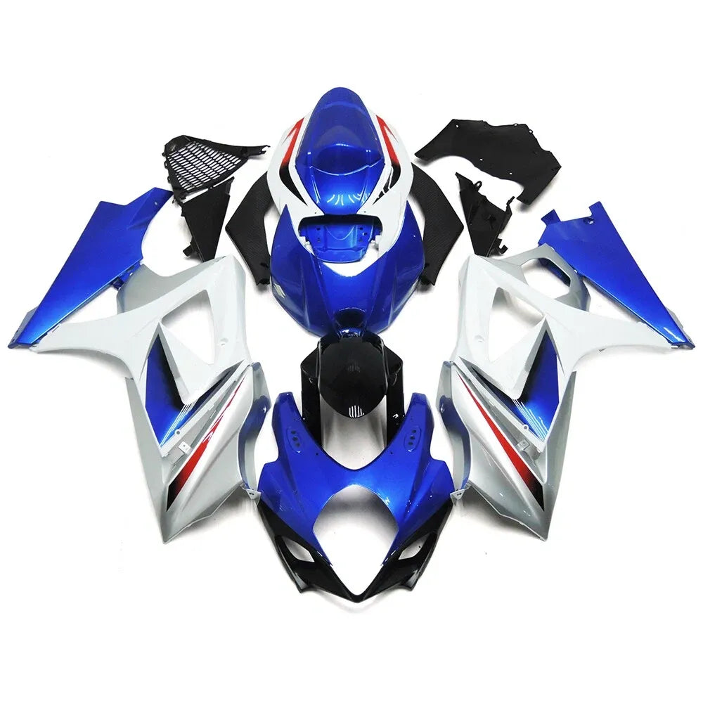 Blue White and Silver Fairing Kit For Suzuki GSXR1000 K7 2007-2008