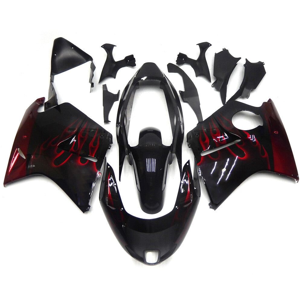 Black and Red Flame Fairing Kit For Honda CBR1100XX 1996-2007