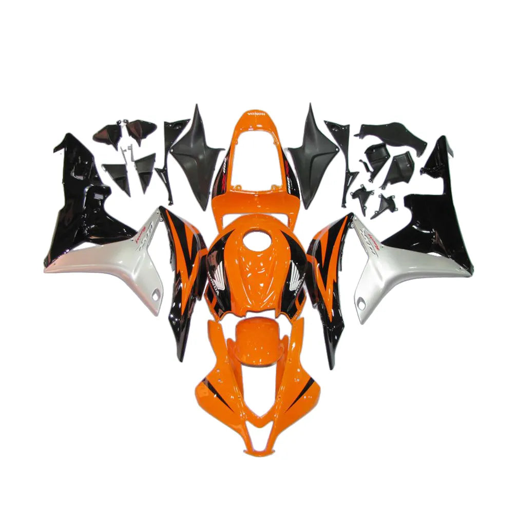 Honda CBR600RR 2007-2008 Orange, Black and Silver Factory-Style full fairing kit set view