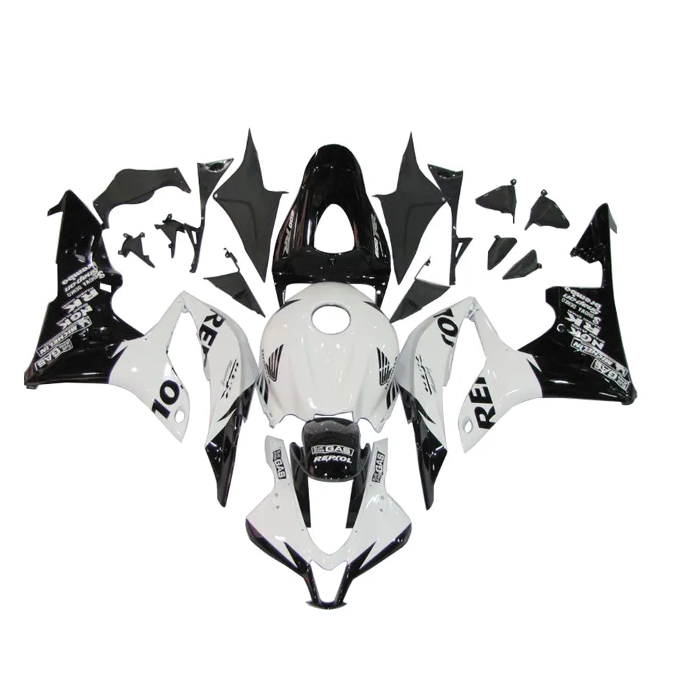 Honda CBR600RR 2007-2008 White and Black Repsol full fairing kit set view