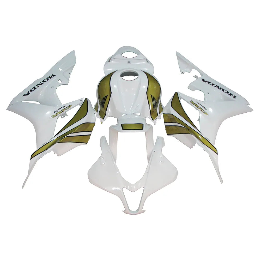 Honda CBR600RR 2007-2008 Pearl White and Gold full fairing kit set view