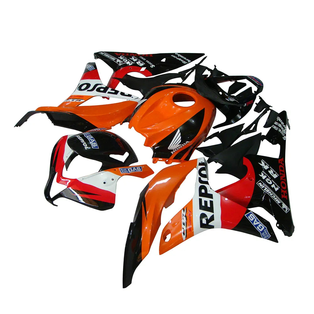 Honda CBR600RR 2007-2008 Red and Orange Classic Repsol full fairing kit set view