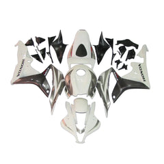 Honda CBR600RR 2007-2008 Black, White and Silver full fairing kit set view