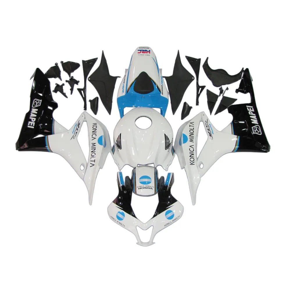 Honda CBR600RR 2007-2008 White Blue Konica Minolta full fairing kit set view