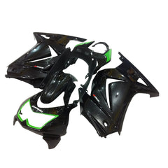 Kawasaki EX250 / Ninja 250 2008-2012 Green and Black with Logos fairing kit left side view