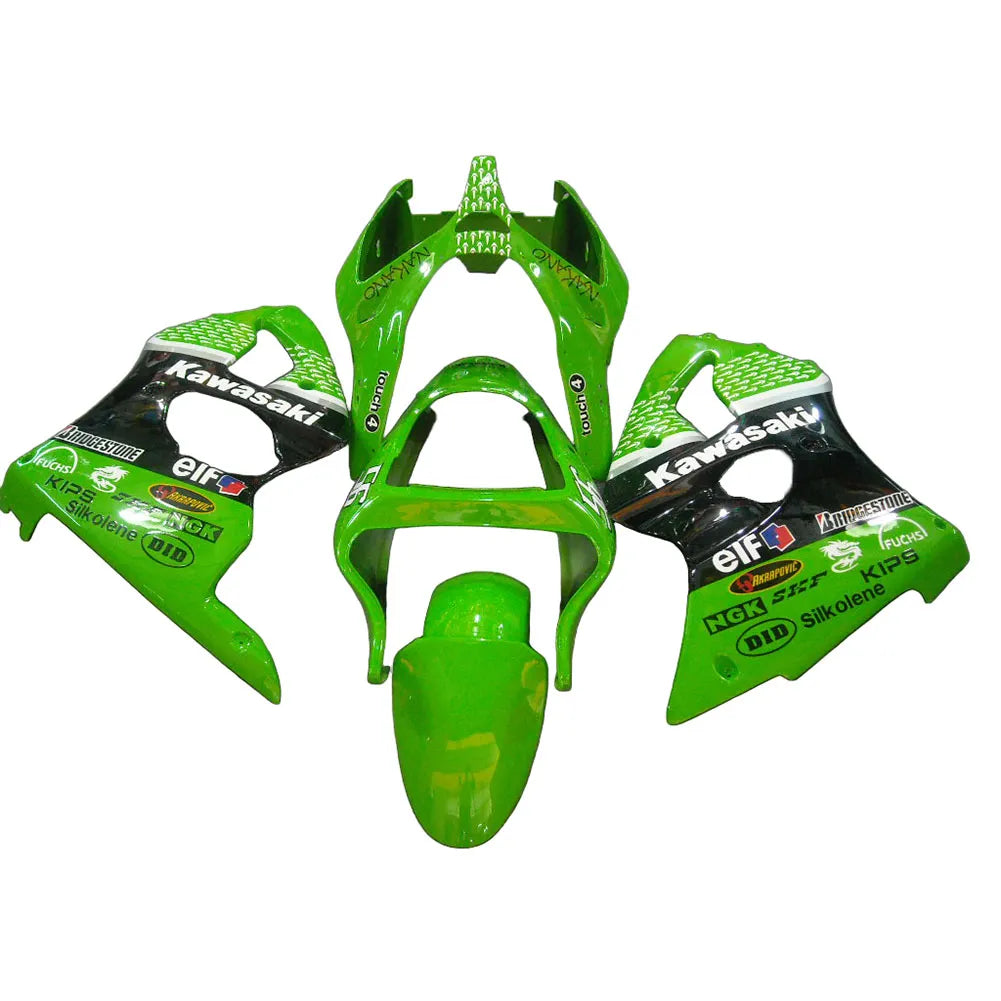 Kawasaki ZX-6R / 636 2000-2002 Green MotoGP full fairing kit set view