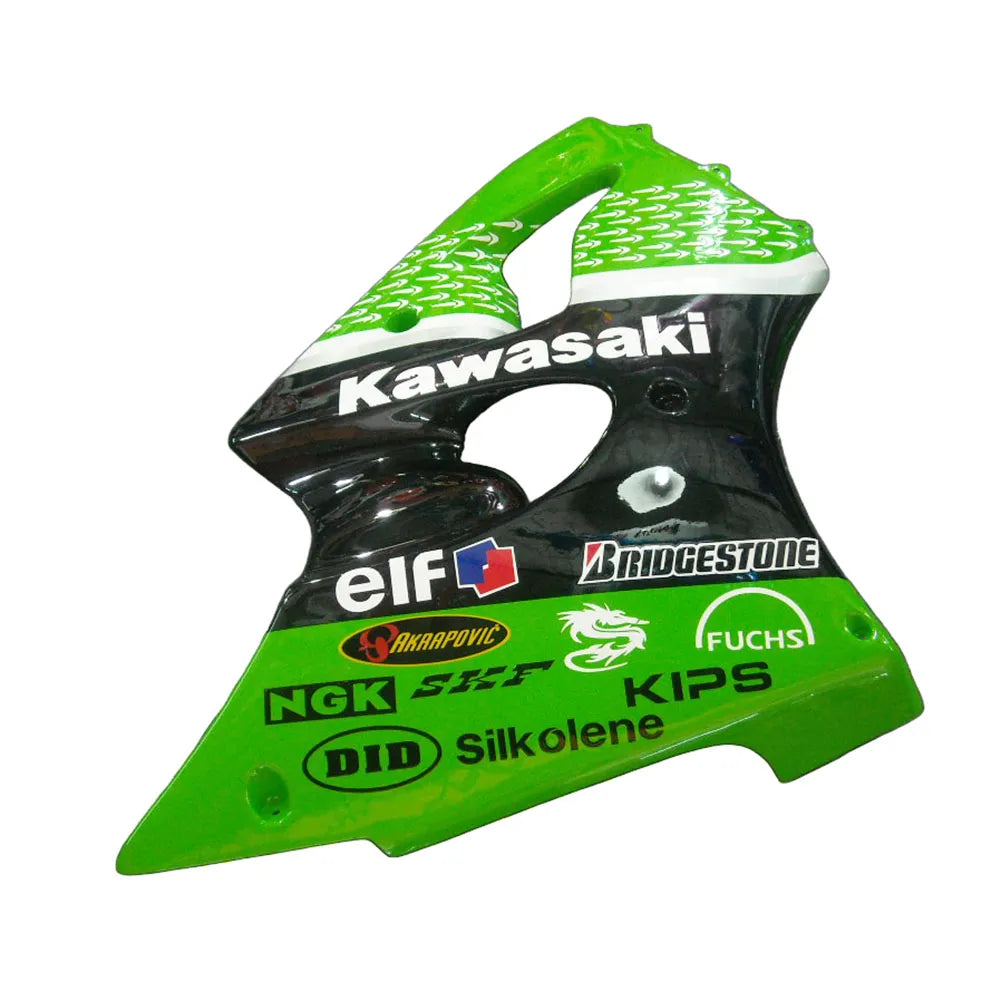 Kawasaki ZX-6R / 636 2000-2002 Green MotoGP fairing kit left side view
