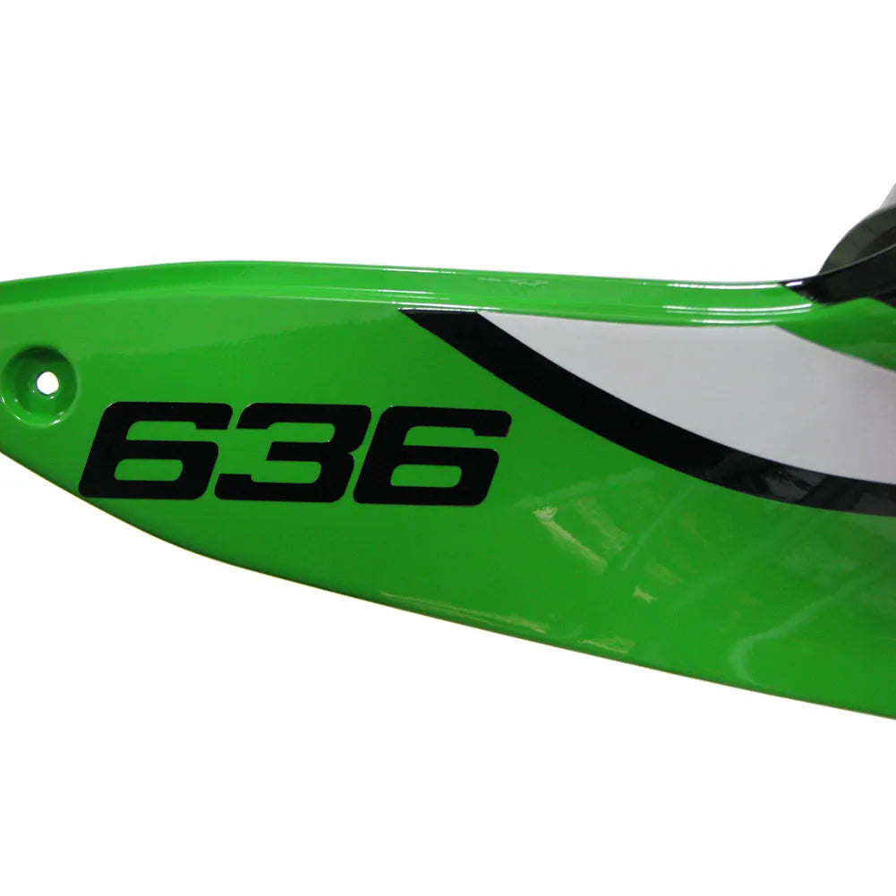 Kawasaki ZX-6R / 636 2000-2002 Green, Black, and Flame tail section fairing detail view 1