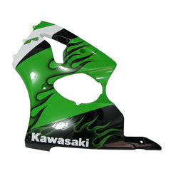 Kawasaki ZX-6R / 636 2000-2002 Green, Black, and Flame tail section fairing rear view