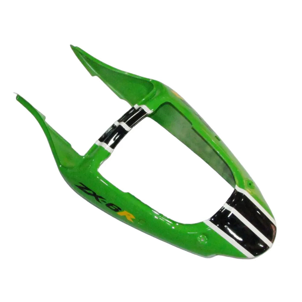 Kawasaki ZX-6R / 636 2000-2002 Black, Green, and White tail section fairing detail view 5