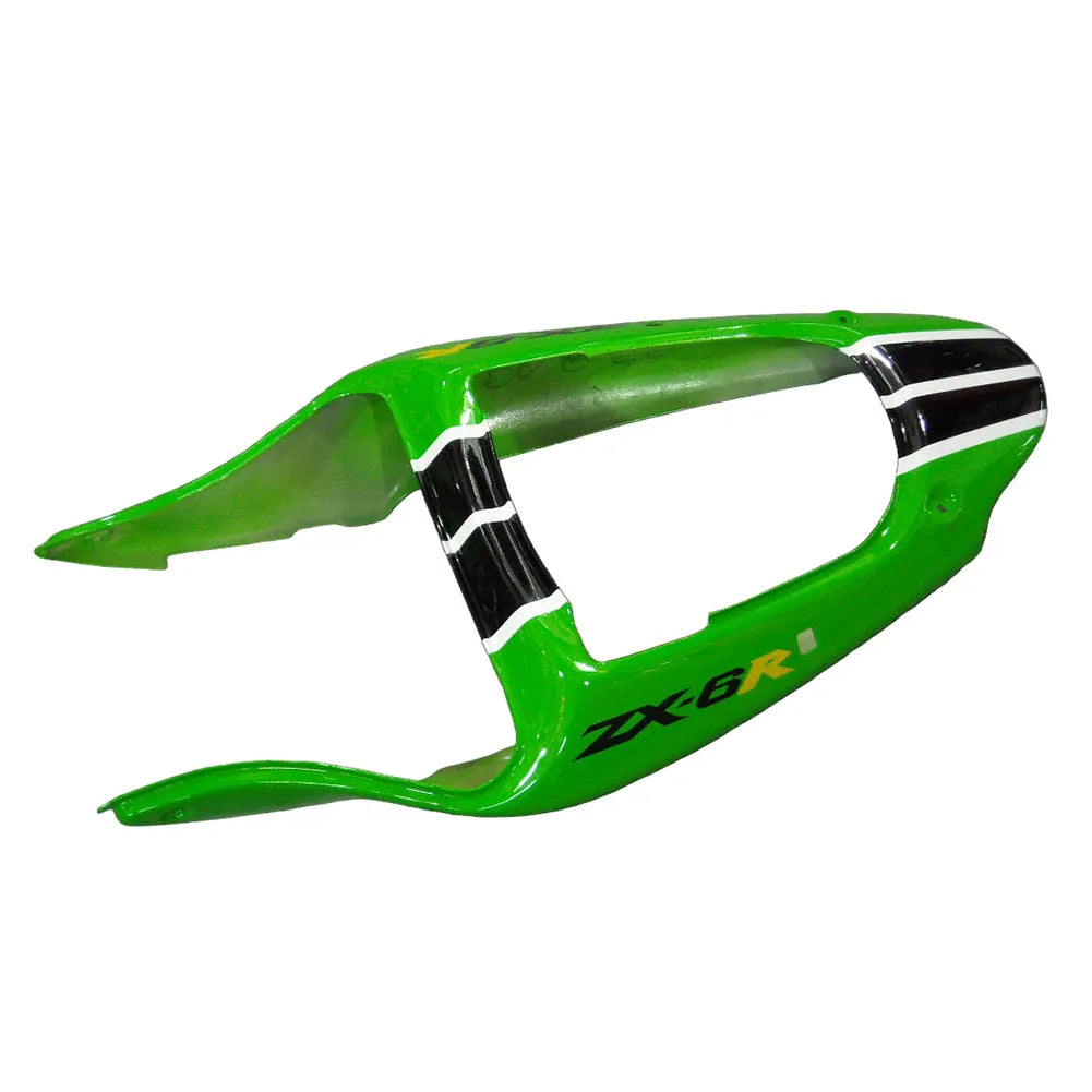 Kawasaki ZX-6R / 636 2000-2002 Black, Green, and White tail section fairing detail view 6