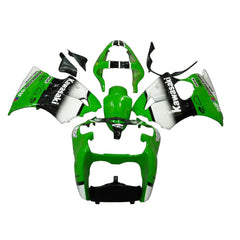 Kawasaki ZX-6R / 636 2000-2002 Black, Green, and White fairing kit front view