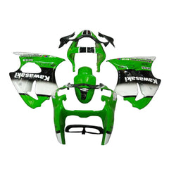 Kawasaki ZX-6R / 636 2000-2002 Black, Green, and White tail section fairing rear view