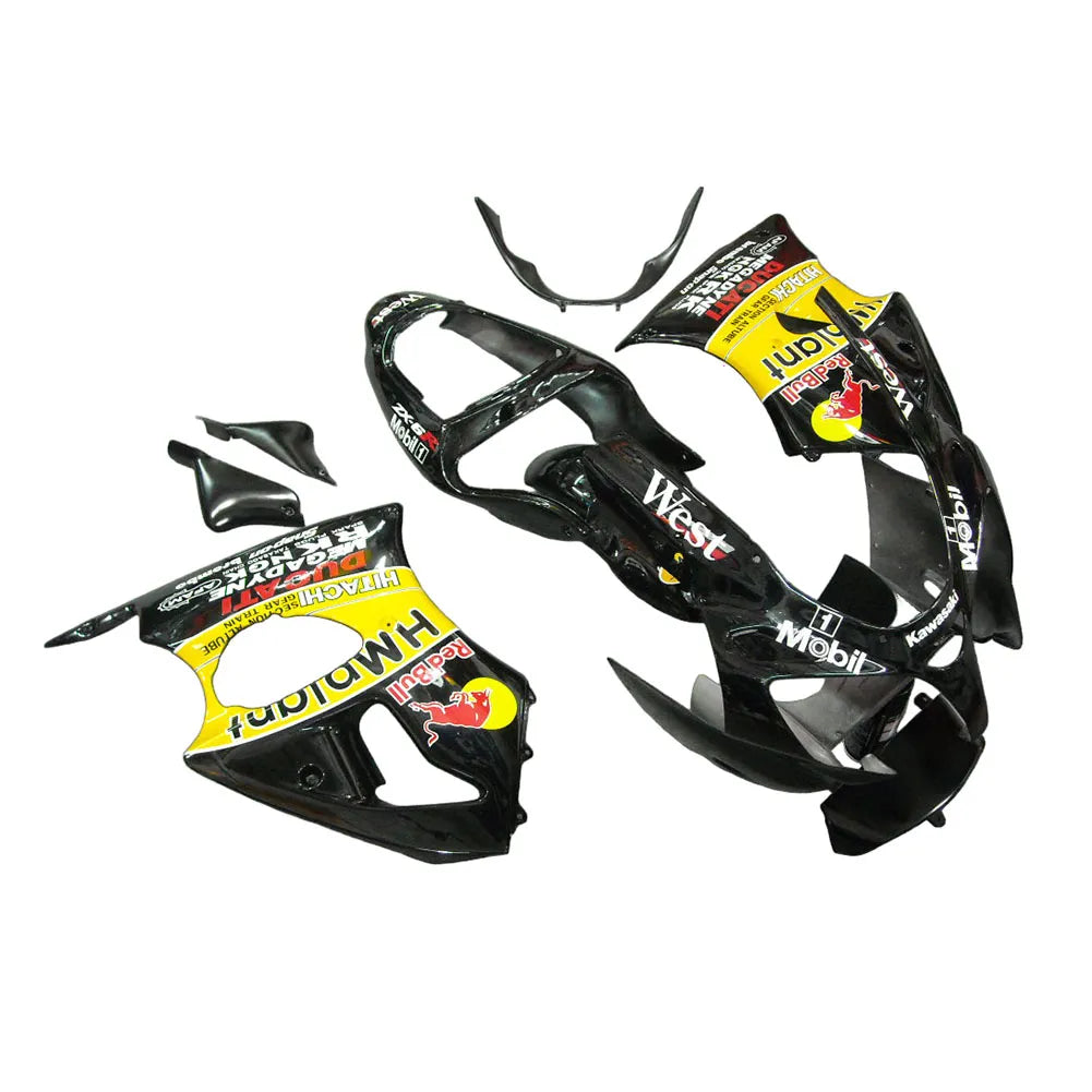 Kawasaki ZX-6R / 636 2000-2002 Yellow Red Bull Edition tail section fairing side view