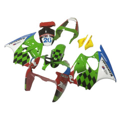 Kawasaki ZX-6R / 636 2000-2002 Multi Color Check Green, Black, Red fairing kit left side view