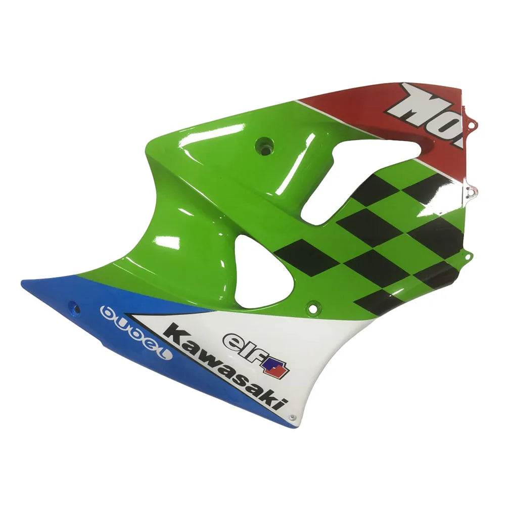 Kawasaki ZX-6R / 636 2000-2002 Multi Color Check Green, Black, Red tail section fairing side view