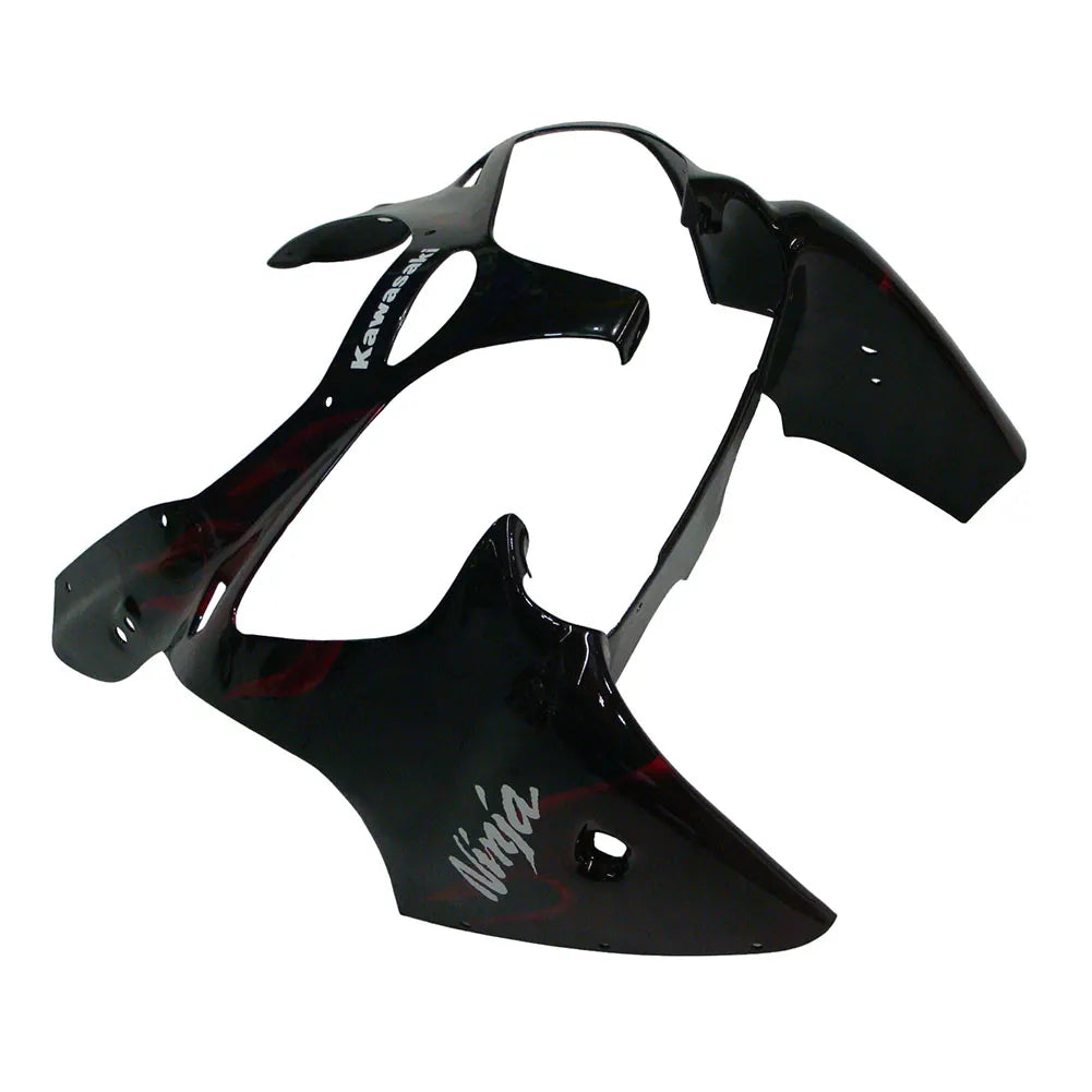 Kawasaki ZX-6R / 636 2000-2002 Black with Red Flames tail section fairing detail view 7