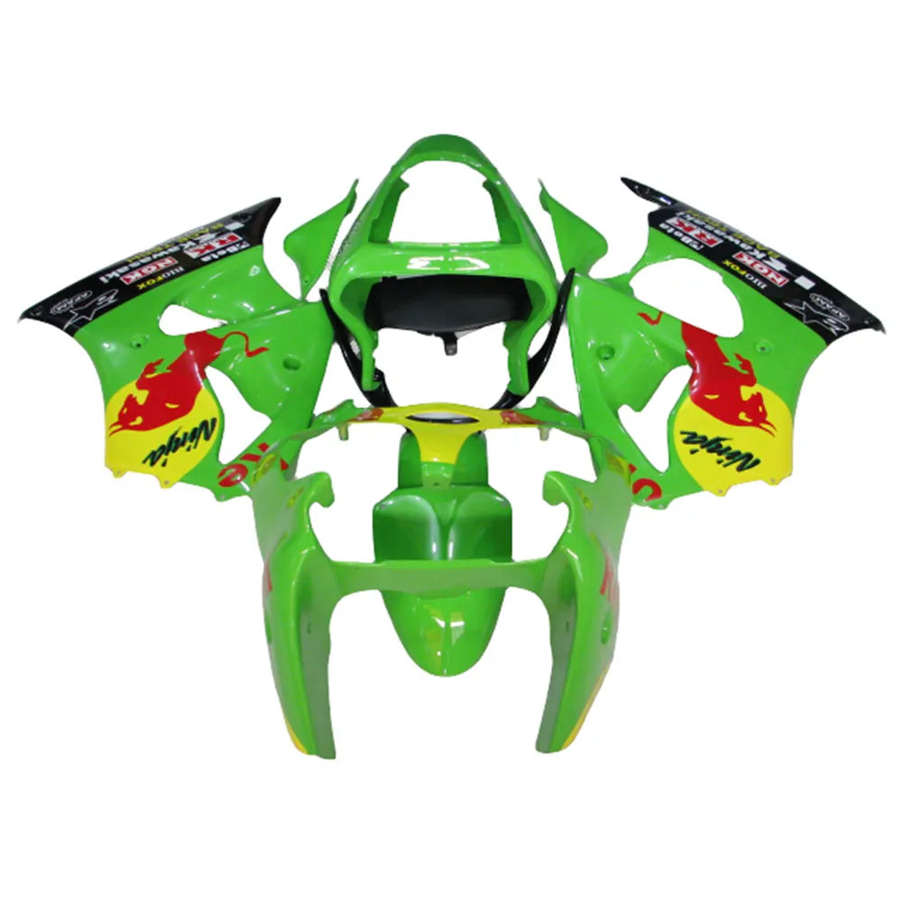 Kawasaki ZX-6R / 636 2000-2002 Green Bull Edition fairing kit front view
