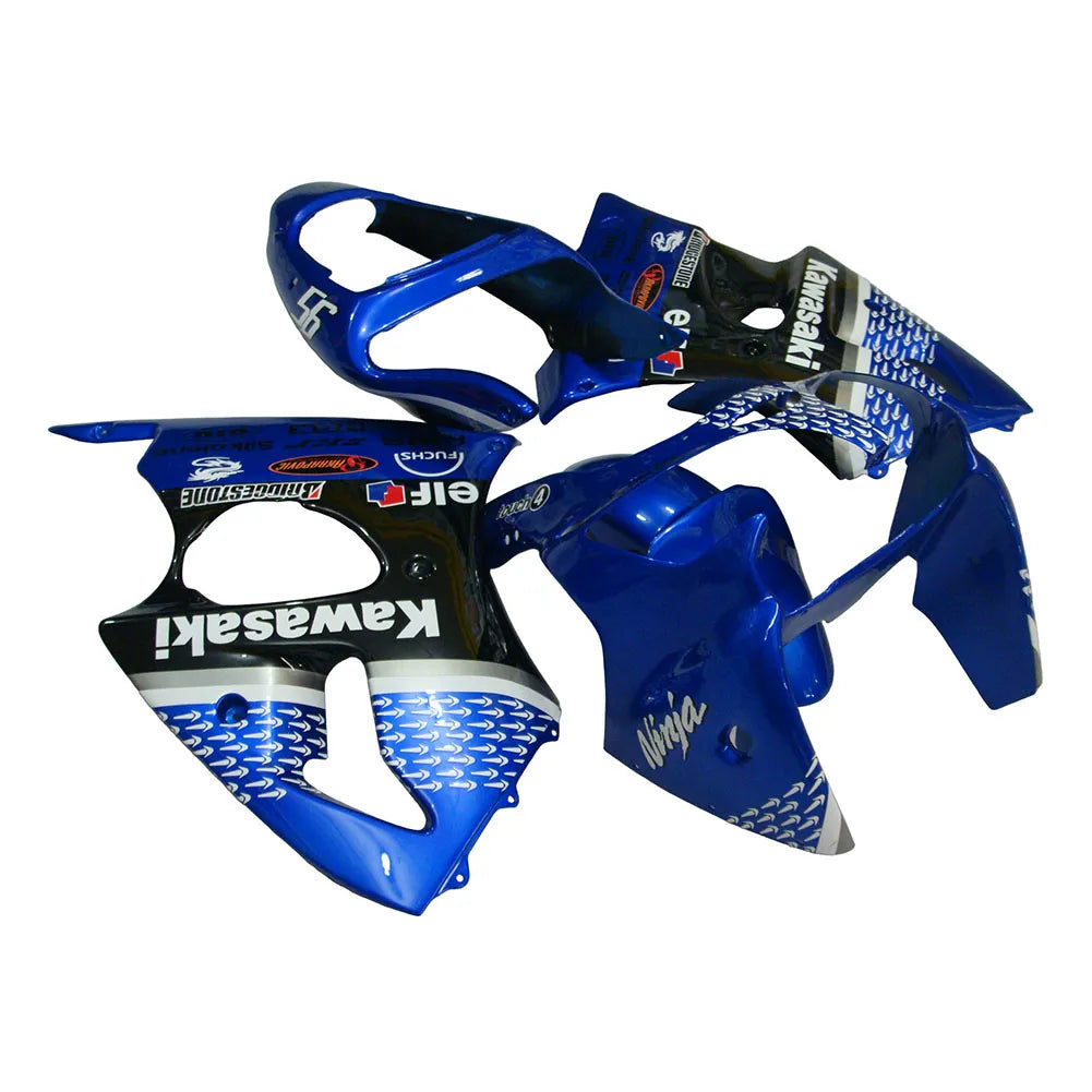 Kawasaki ZX-6R / 636 2000-2002 Blue Raindrop Edition fairing kit front view